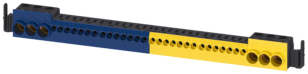 8GB5016-5KM Regleta de bornes enchufables N/PE, N = 3 × 25 mm² y 14 × 4 mm², PE = 