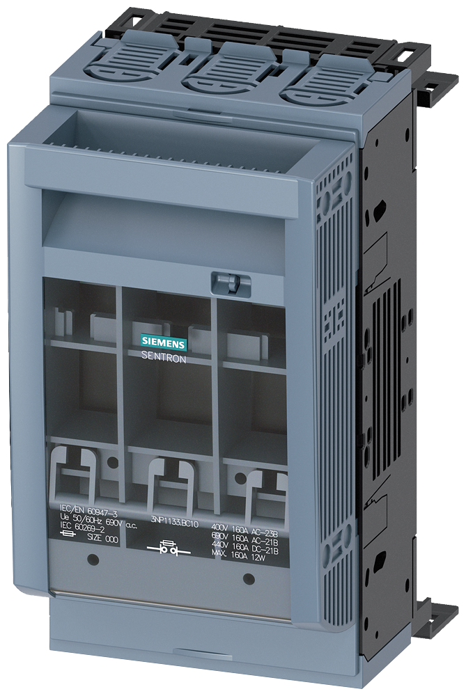 3NP1133-1BC10 SENTRON, interruptor-seccionador-fusible 3NP1, de 3 polos, NH00, 160 A