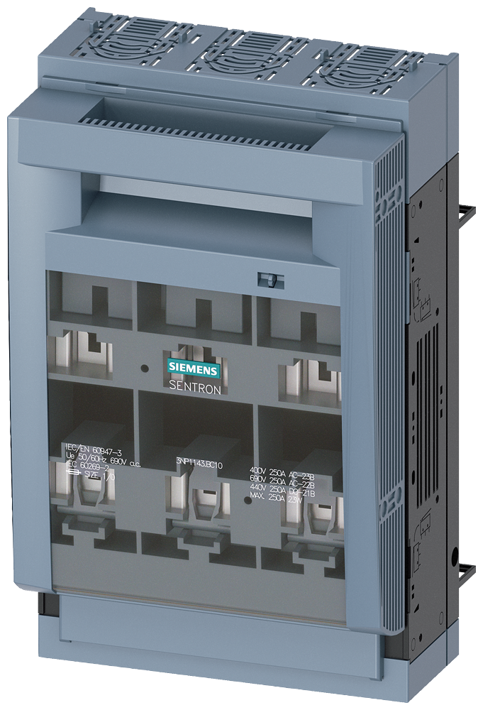 3NP1143-1BC10 SENTRON, interruptor-seccionador-fusible 3NP1, de 3 polos, NH1, 250 A