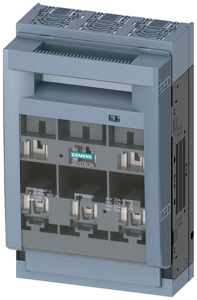 3NP1143-1DA20 SENTRON, interruptor-seccionador-fusible 3NP1, de 3 polos, NH1, 250 A