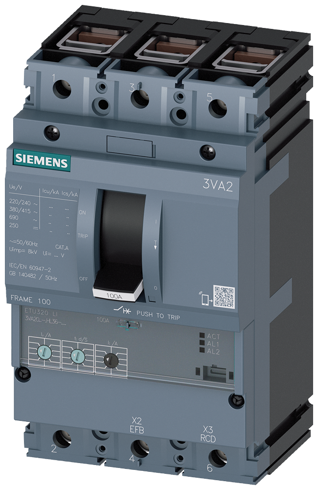 3VA2040-5HL36-0AA0 Interruptor automático 3VA2 IEC, Frame 100, clase de poder de corte M, Icu = 55&amp;