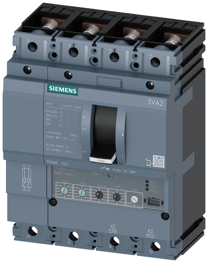 3VA2040-5HN42-0AA0 Interruptor automático 3VA2 IEC, Frame 100, clase de poder de corte M, Icu = 55&amp;