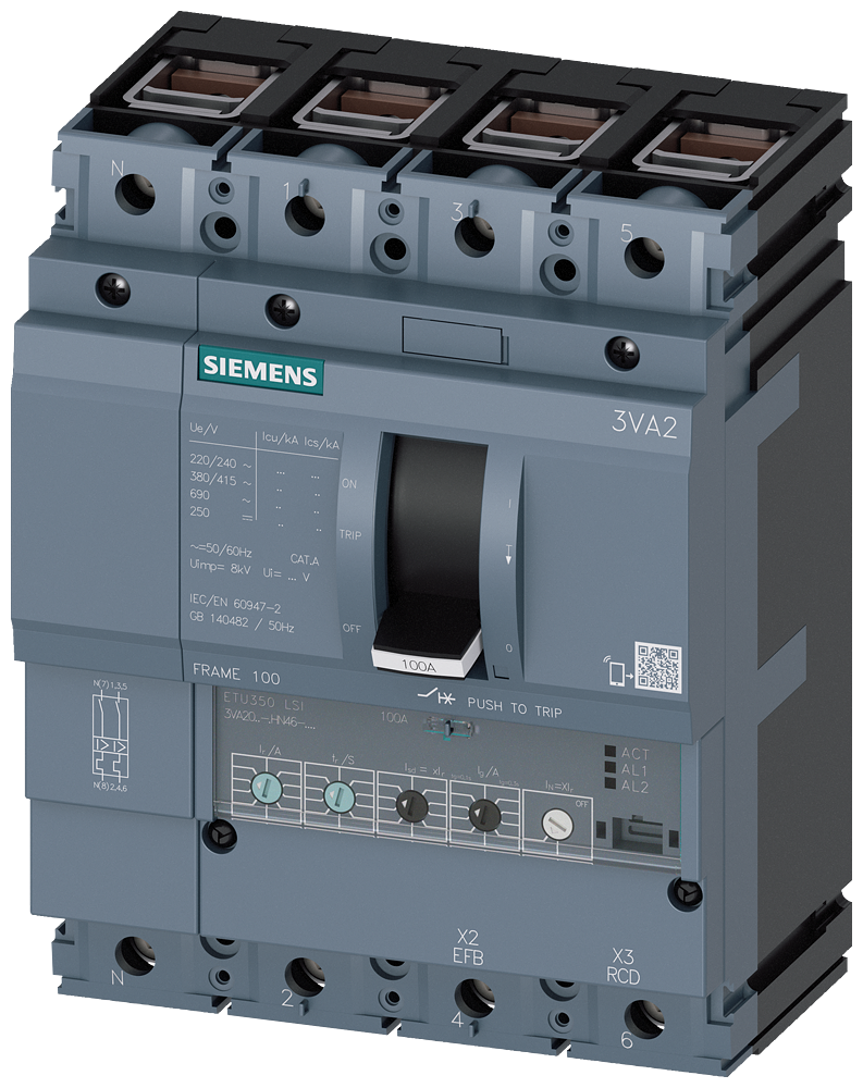 3VA2040-5HN46-0AA0 Interruptor automático 3VA2 IEC, Frame 100, clase de poder de corte M, Icu = 55&amp;