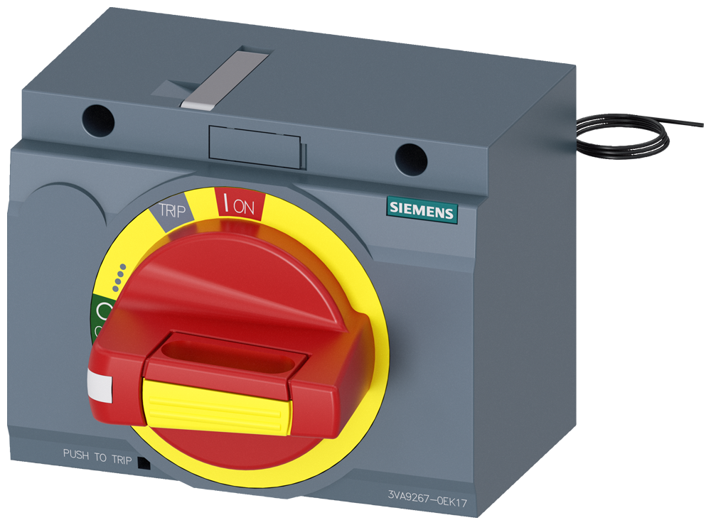 3VA9267-0EK17 Accionamiento giratorio frontal, parada de emergencia, IEC IP30/40, kit de ilumi