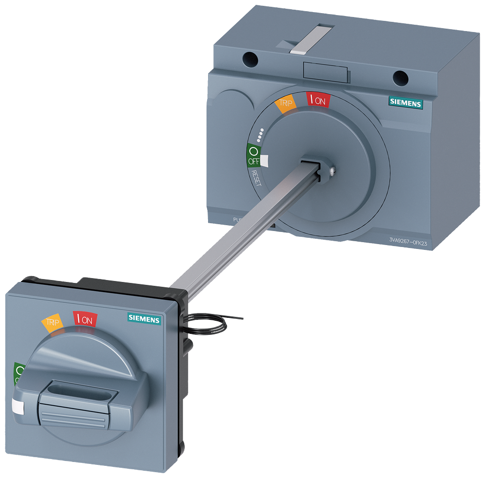 3VA9267-0FK23 Mando giratorio para montaje en puerta, estándar, IEC IP65, con enclavamiento de