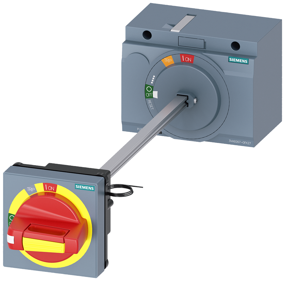 3VA9267-0FK27 Mando giratorio para montaje en puerta, parada de emergencia, IEC IP65, con encl