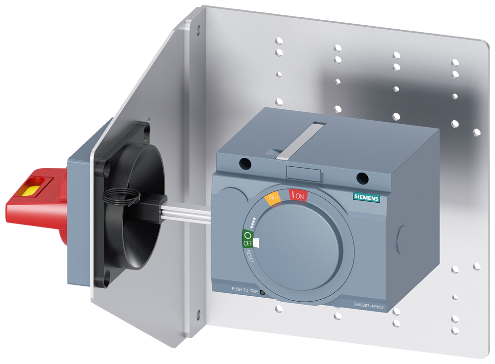3VA9267-0PK57 Accionamiento giratorio de pared lateral, parada de emergencia, IEC IP65, con es