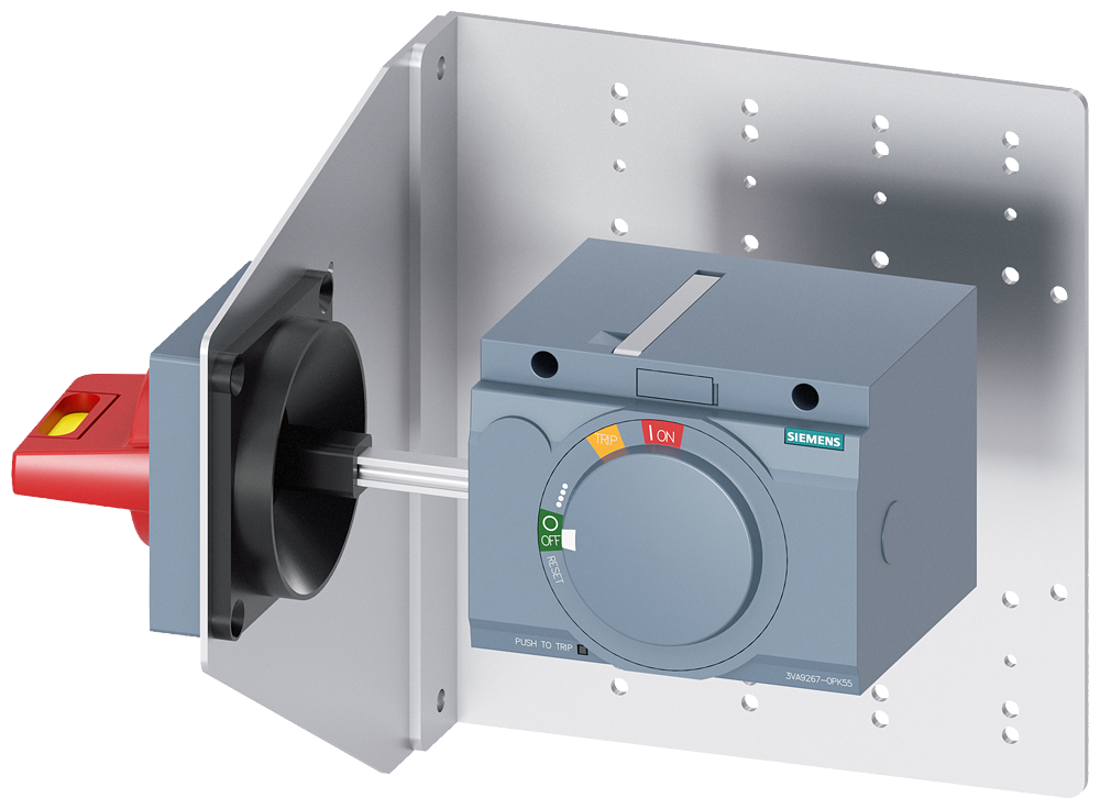3VA9267-0PK55 Accionamiento giratorio de pared lateral, parada de emergencia, IEC IP65, con es