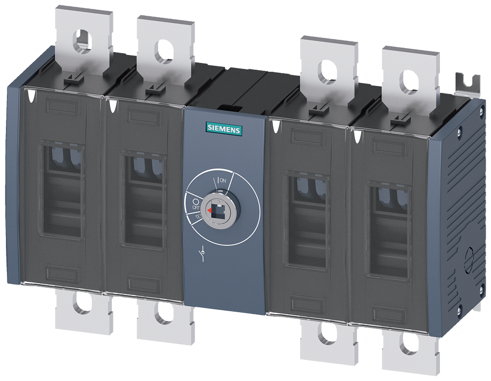 3KD4440-0QE20-0 Interruptor-seccionador 500 A, tam. 4, 4 polos, accionamiento frontal centr