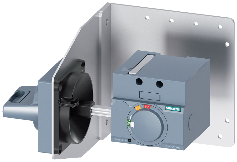 3VA9157-0PK53 Accionamiento giratorio de pared lateral, estándar, IEC IP65, con escuadra de fi