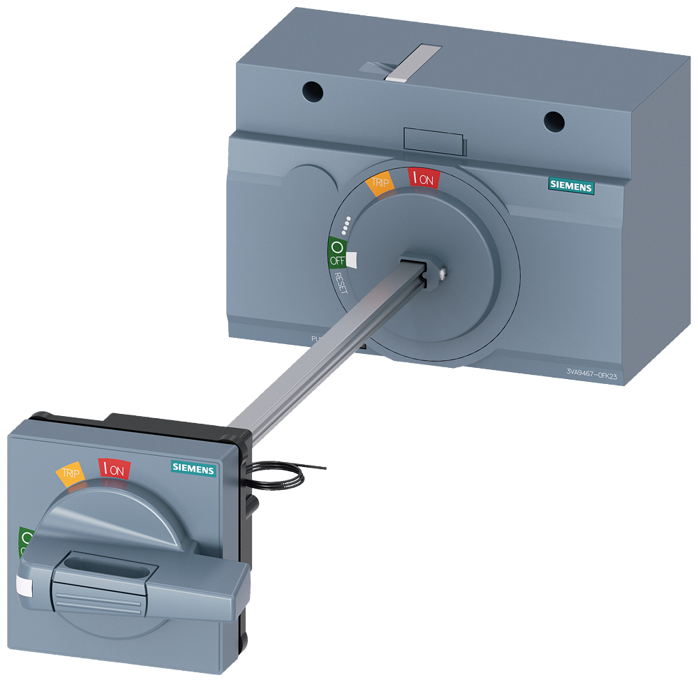 3VA9467-0FK23 Mando giratorio para montaje en puerta, estándar, IEC IP65, con enclavamiento de