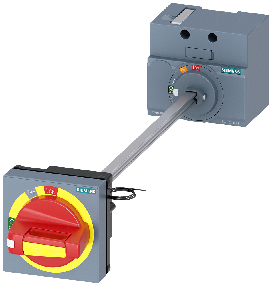 3VA9157-0FK27 Mando giratorio para montaje en puerta, parada de emergencia, IEC IP65, con encl
