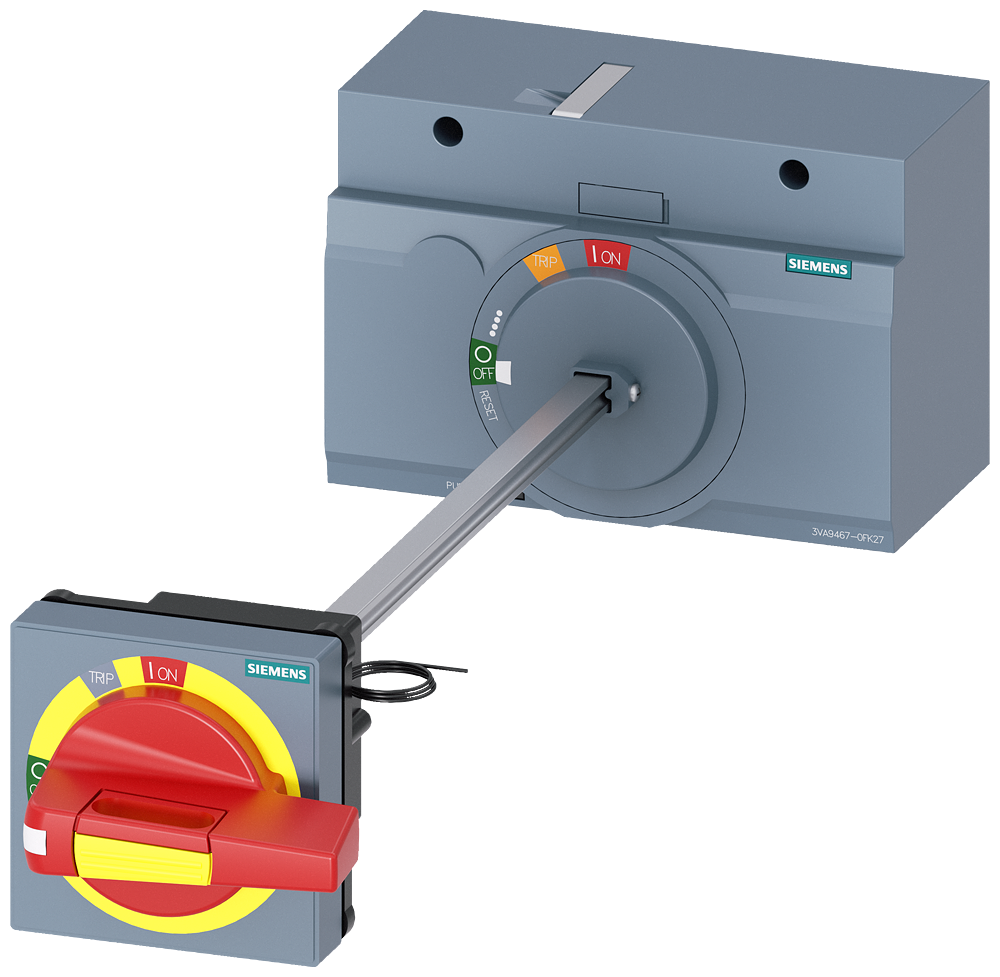 3VA9467-0FK27 Mando giratorio para montaje en puerta, parada de emergencia, IEC IP65, con encl