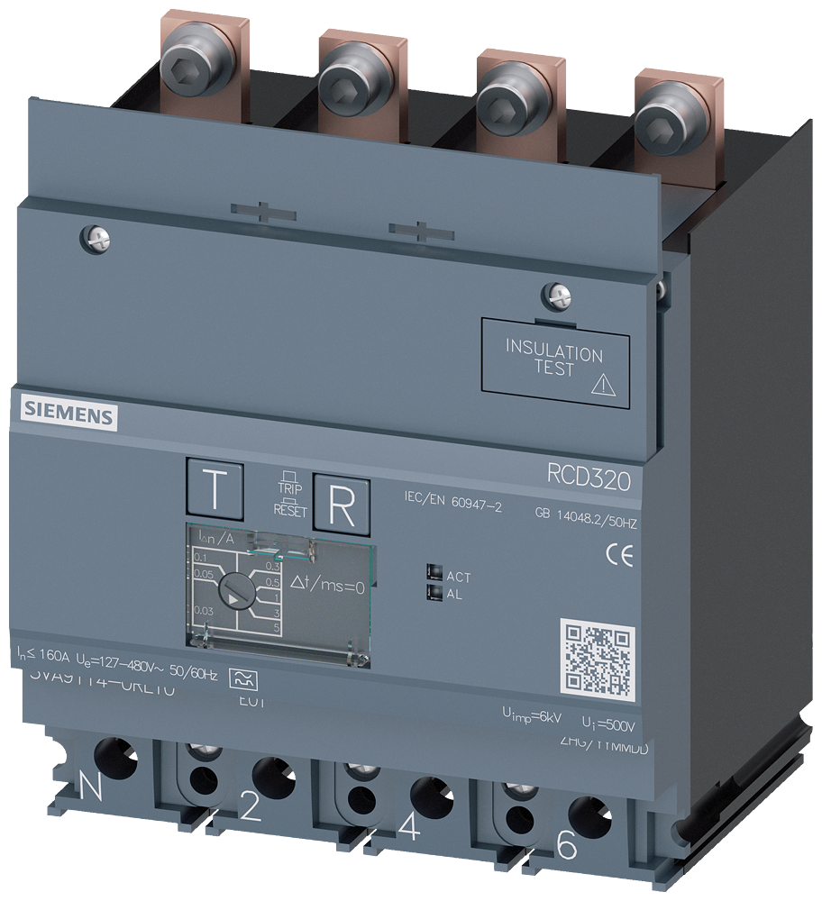 3VA9114-0RL10 Unidad de protección diferencial RCD320 Basic RCD, tipo A, adosado inferior