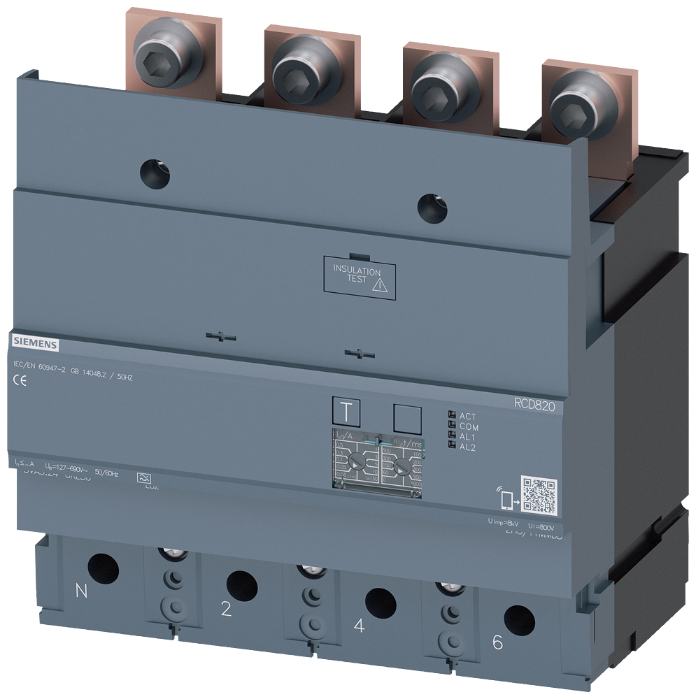 3VA9324-0RL30 Unidad de protección diferencial RCD820 Advanced RCD, tipo A, adosado inferior