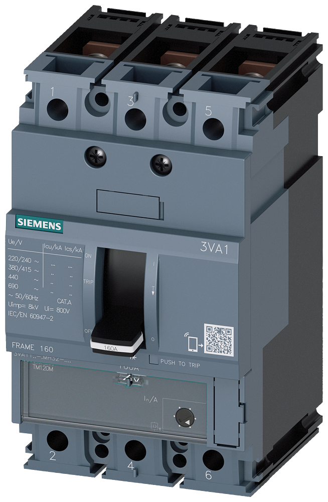 3VA1112-5MH32-0AA0 Interruptor automático 3VA1 IEC, Frame 160, clase de poder de corte M, Icu = 55 