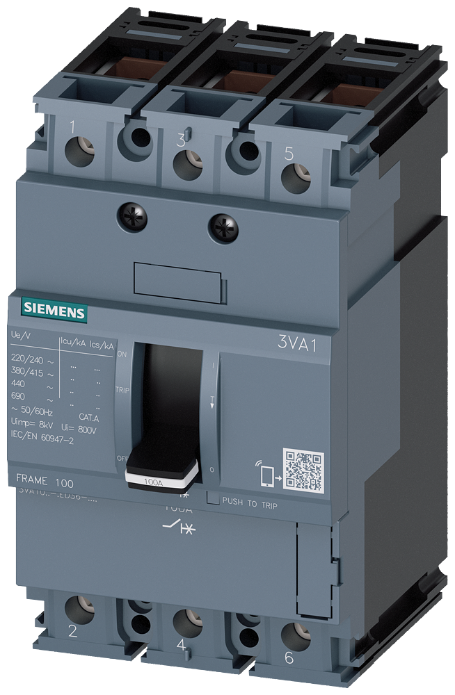 3VA1063-3ED36-0AA0 Interruptor automático 3VA1 IEC, Frame 100, clase de poder de corte N, Icu = 25 