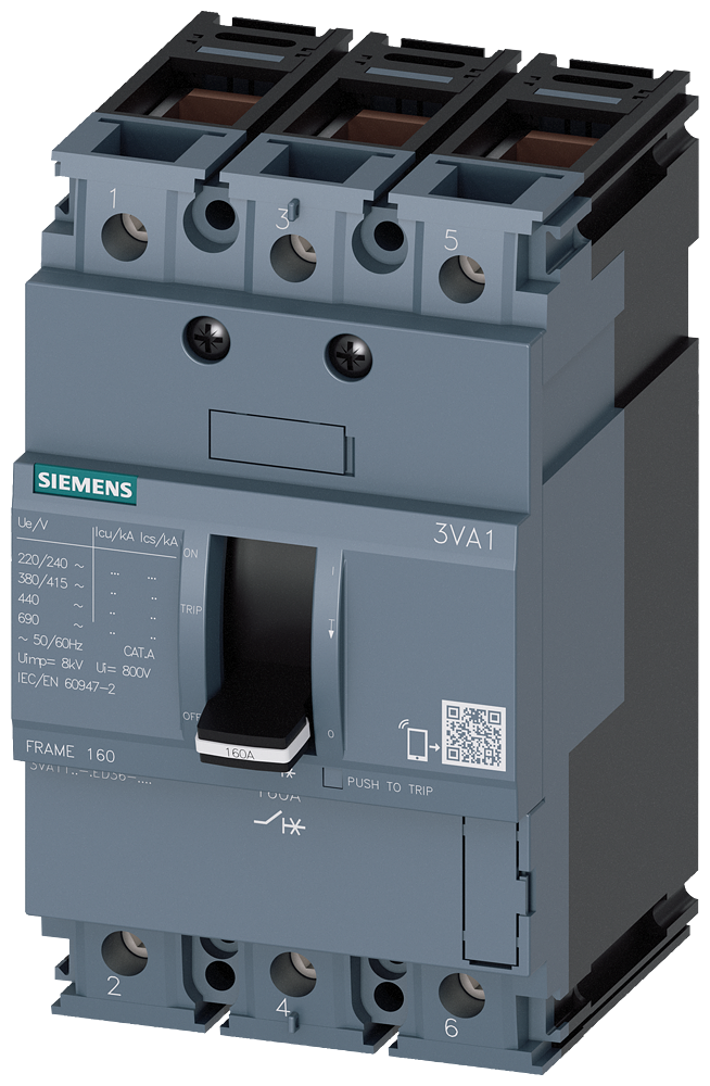 3VA1180-5ED36-0AA0 Interruptor automático 3VA1 IEC, Frame 160, clase de poder de corte M, Icu = 55 