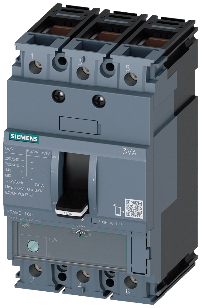 3VA1125-4EE36-0AA0 Interruptor automático 3VA1 IEC, Frame 160, clase de poder de corte S, Icu = 36 