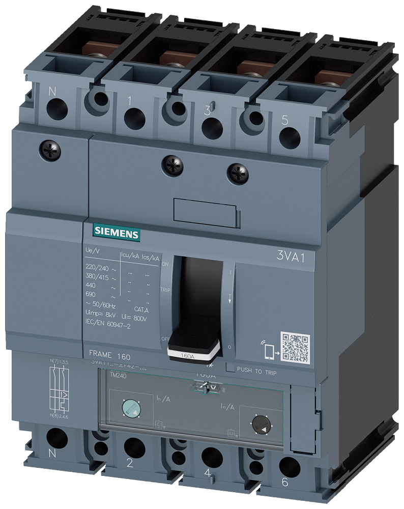 3VA1116-4EF42-0AA0 Interruptor automático 3VA1 IEC, Frame 160, clase de poder de corte S, Icu = 36 