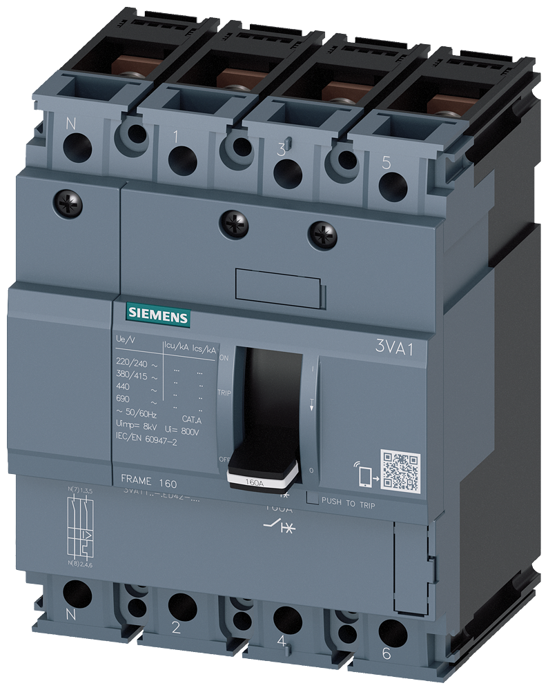 3VA1116-3ED42-0AA0 Interruptor automático 3VA1 IEC, Frame 160, clase de poder de corte N, Icu = 25 