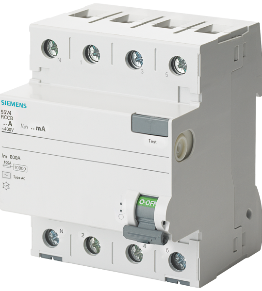 5SV4646-0KL Interruptor diferencial, de 4 polos, tipo AC, In: 63 A, 300 mA, Un AC: 400 V, N 