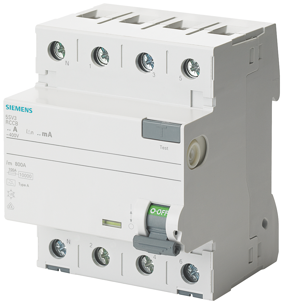 5SV3342-6KL Interruptor diferencial, de 4 polos, tipo A, In: 25 A, 30 mA, Un AC: 400 V, N iz