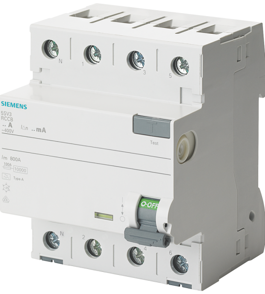 5SV3642-6KL Interruptor diferencial, de 4 polos, tipo A, In: 25 A, 300 mA, Un AC: 400 V, N i