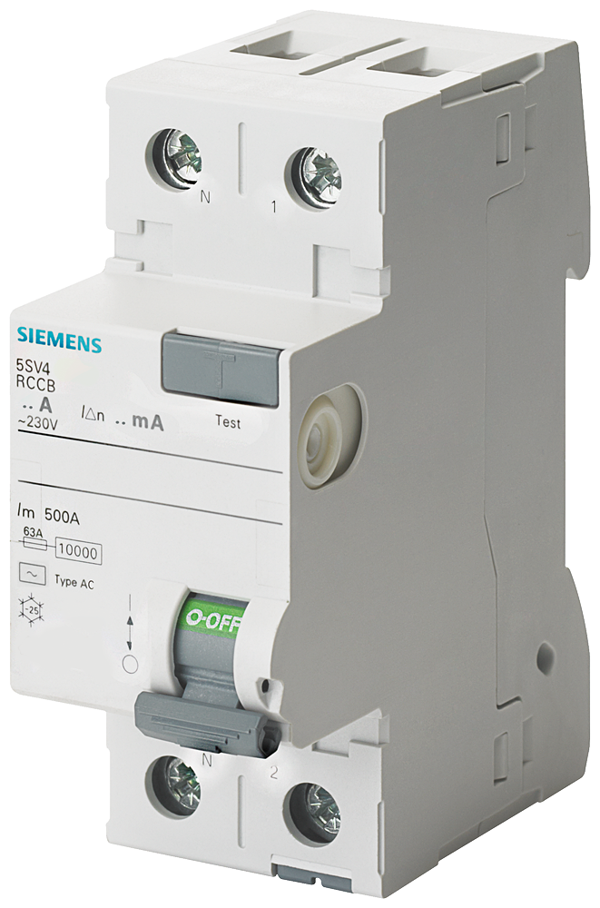 5SV4612-0KL Interruptor diferencial, de 2 polos, tipo AC, In: 25 A, 300 mA, Un AC: 230 V, N 