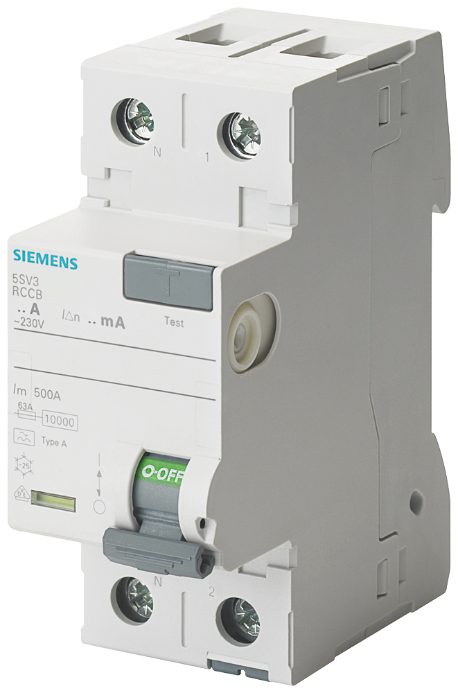 5SV3612-6KL Interruptor diferencial, de 2 polos, tipo A, In: 25 A, 300 mA, Un AC: 230 V, N i
