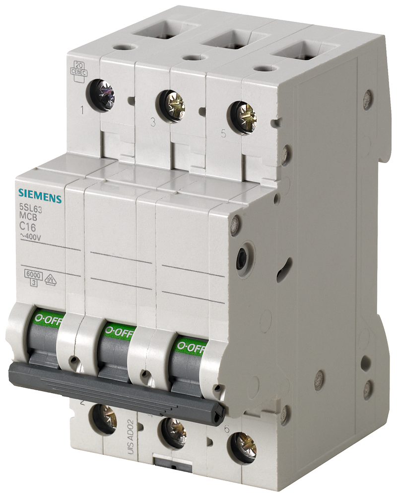 5SL6315-7 Automático magnetotérmico 400 V 6 kA, de 3 polos, C, 1,6 A