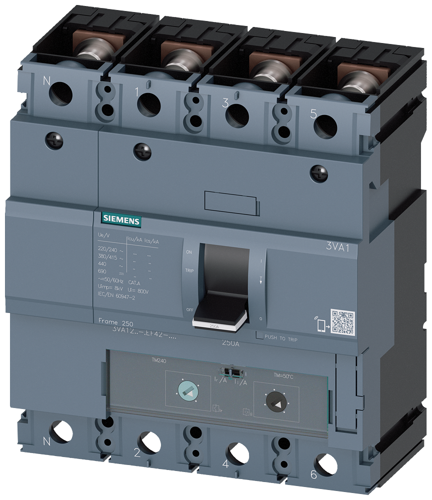 3VA1216-4EF42-0AA0 Interruptor automático 3VA1 IEC, Frame 250, clase de poder de corte S, Icu = 36 