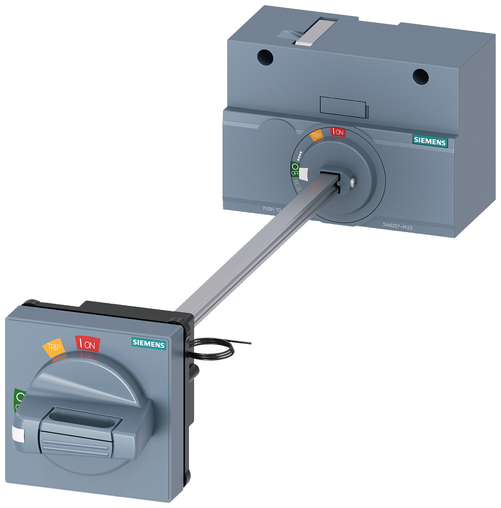 3VA9257-0FK23 Mando giratorio para montaje en puerta, estándar, IEC IP65, con enclavamiento de