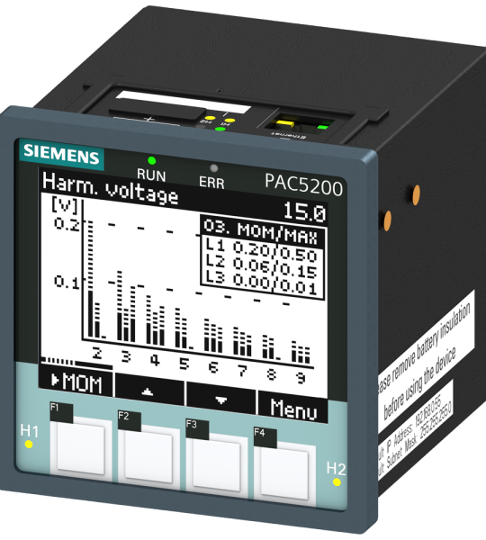 7KM5412-6BA00-1EA2 SENTRON PAC5200 Aparato medida 96x96mm Modbus TCP