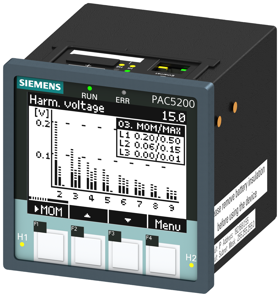 7KM5412-6BA00-1EA2 SENTRON PAC5200 Aparato medida 96x96mm Modbus TCP