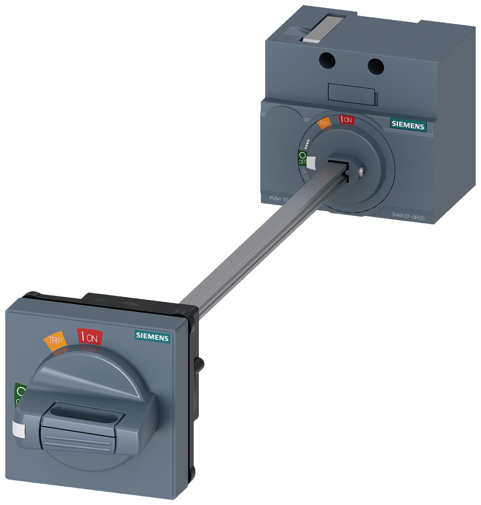3VA9137-0FK21 Mando giratorio para montaje en puerta, estándar, IEC, IP65, con enclavamiento d