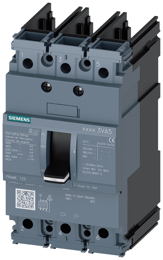 3VA5140-5ED31-0AA0 Interruptor automático 3VA5 UL, Frame 125, clase de poder de corte M, 35 kA