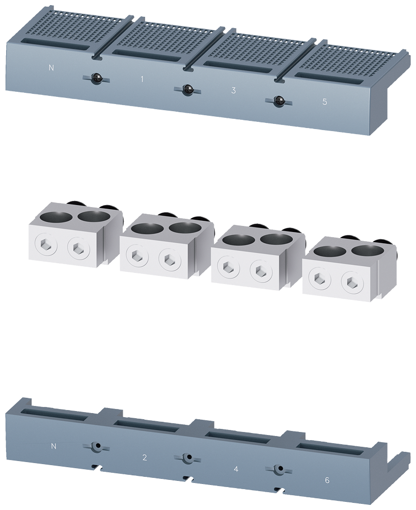 3VA9504-0JB23 Borne para conductor redondo, 2 cables, 4 uds., accesorio para: 3VA15/25 1000
