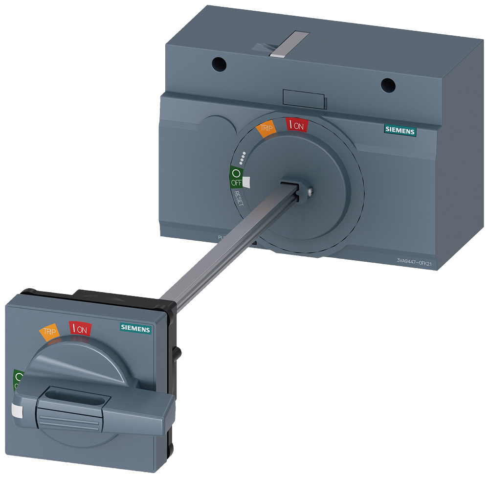 3VA9447-0FK21 Mando giratorio para montaje en puerta, estándar, IEC, IP65, con enclavamiento d