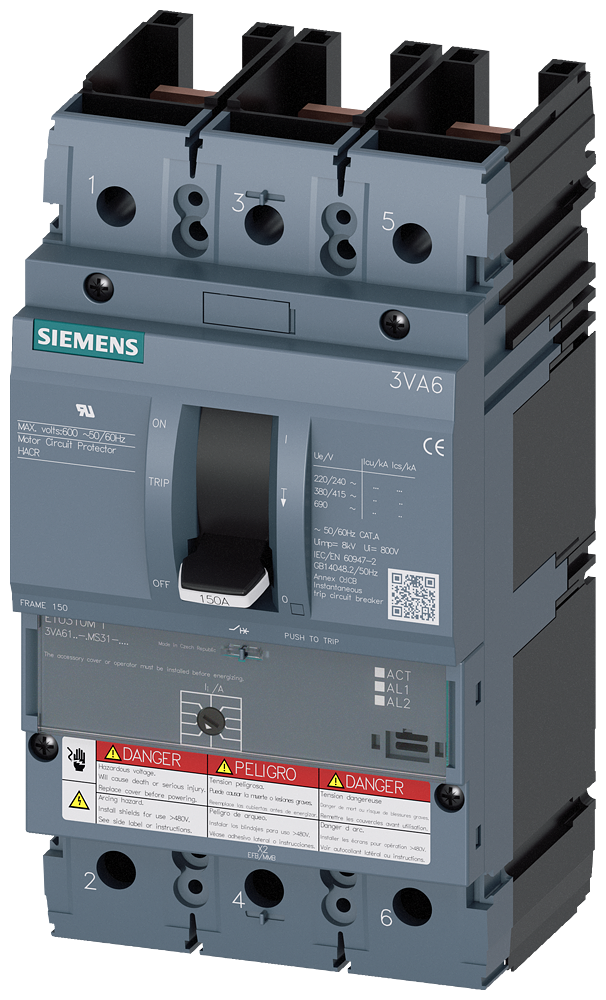 3VA6140-1MS31-0AA0 Interruptor automático 3VA6 UL, Frame 150 de 3 polos, protección de arrancadores