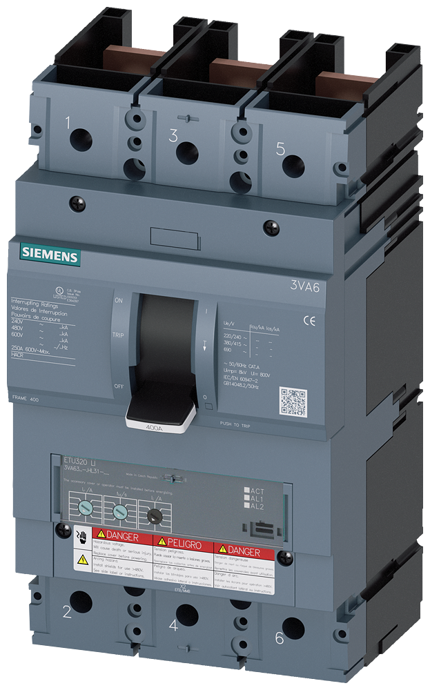 3VA6340-5HL31-0AA0 Interruptor automático 3VA6 UL, Frame 400, clase de poder de corte M, 35 kA a 48