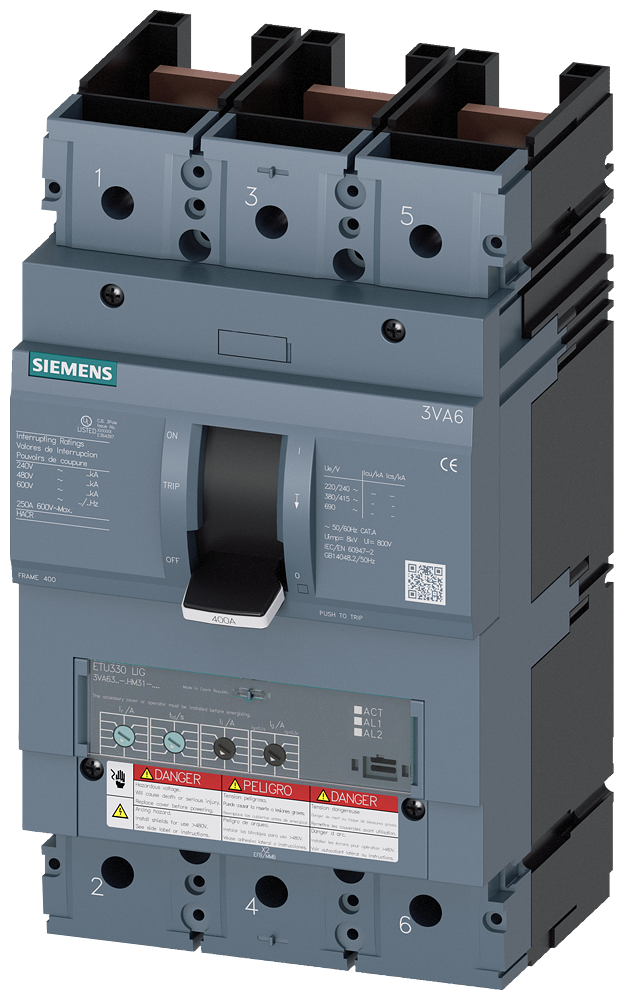 3VA6340-5HM31-0AA0 Interruptor automático 3VA6 UL, Frame 400, clase de poder de corte M, 35 kA a 48