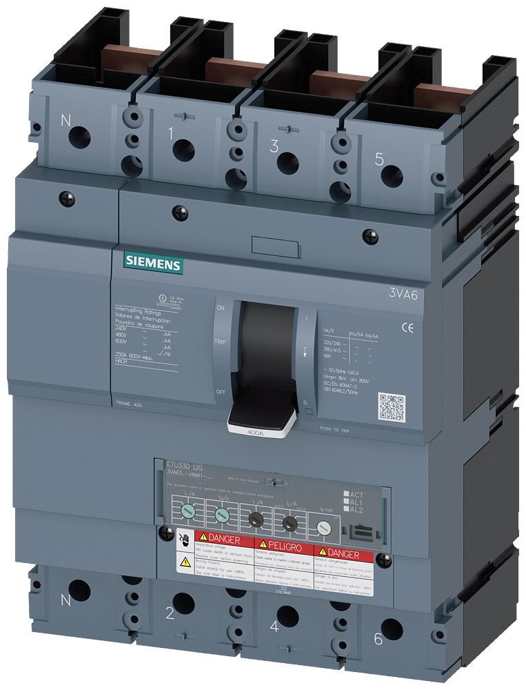 3VA6340-5HM41-0AA0 Interruptor automático 3VA6 UL, Frame 400, clase de poder de corte M, 35 kA a 48