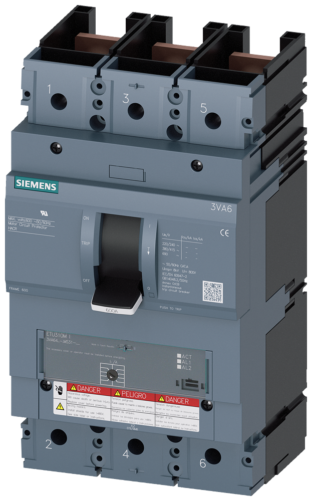 3VA6440-1MS31-0AA0 Interruptor automático 3VA6 UL, Frame 400 de 3 polos, protección de arrancadores