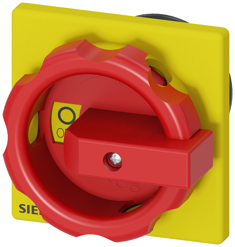 3LD9344-3C Accionamiento giratorio, color rojo/amarillo, 66 × 66 mm para fijación fron