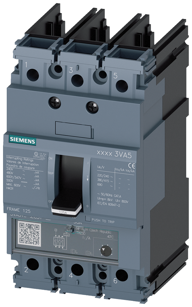 3VA5120-4EF31-0AA0 Interruptor automático 3VA5 UL, Frame 125, clase de poder de corte S, 25 kA