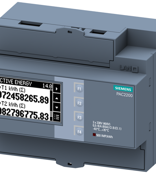 7KM2200-2EA40-1DA1 Instrumento de medida SENTRON 7KM PAC2200, trifásico, 65 A, perfil DIN, Modbus R