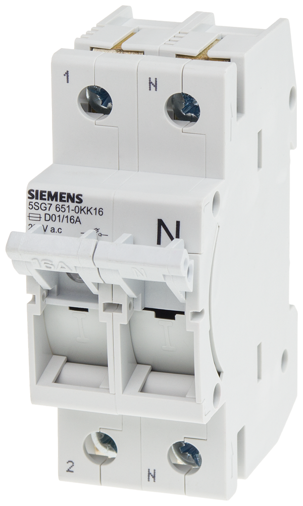 5SG7651-0KK16 MINIZED, interruptor-seccionador-fusible, D01, 2 polos, 1P+N, In: 16 A, Un AC: 2