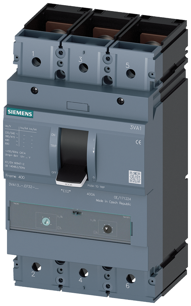3VA1332-5EF32-0AA0 Interruptor automático 3VA1 IEC, Frame 400, clase de poder de corte M, Icu = 55 