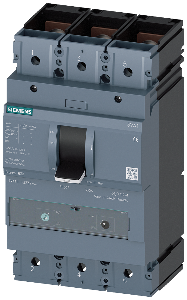 3VA1463-6EF32-0AA0 Interruptor automático 3VA1 IEC, Frame 630, clase de poder de corte H, Icu = 70 
